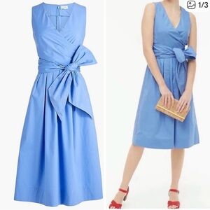 J. Crew Light Blue Midi Dress with Bow